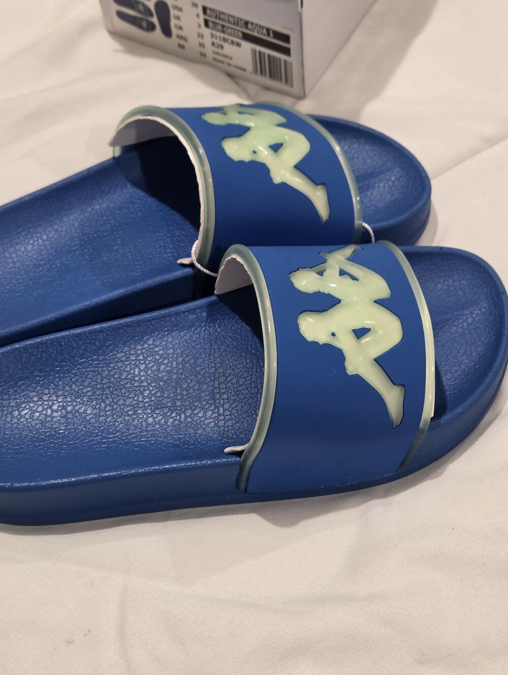 Kappa Authentic Aqua 1 Slides Blue Green Omini Logo Sandals Size M4 W6 NIB - Picture 6 of 15